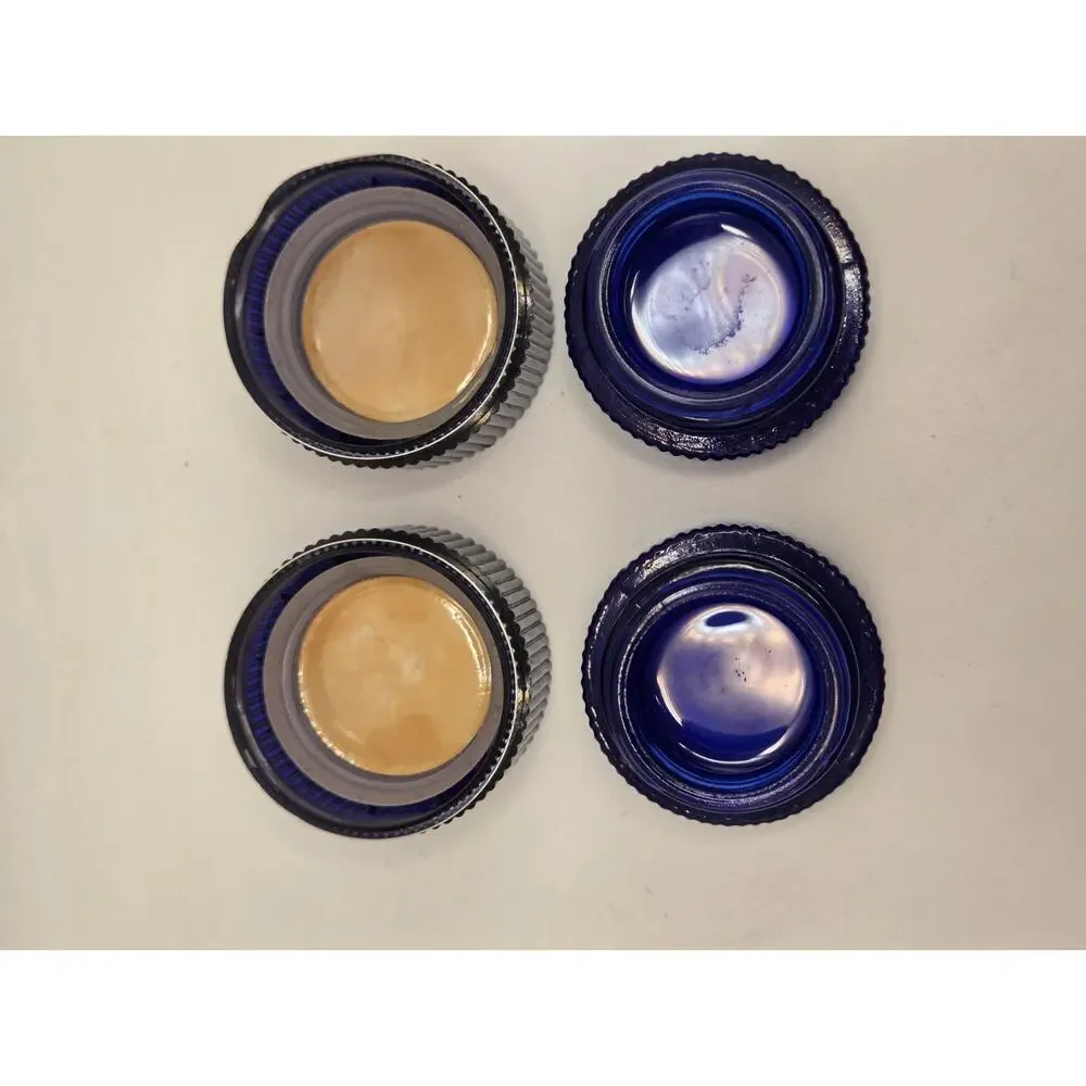 Lot Of 2 Moonwind Cobalt Blue Cream Sachet Vintage Jar by Avon. EMPTY